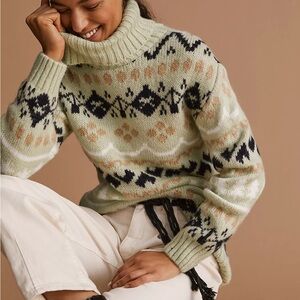 Anthropologie Turtleneck Tunic Sweater - Mint Green XS